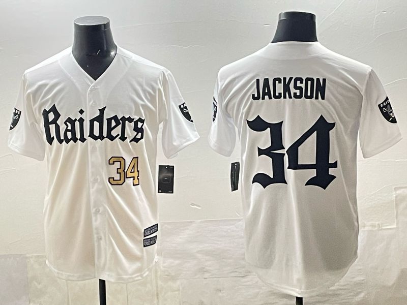 Men 2025 Oakland Raiders #34 Jackson white 6th generation Joint Name Nike Limited NFL Jersey style 03->oakland raiders->NFL Jersey